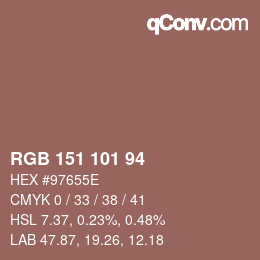Farbcode: RGB 151 101 94 | qconv.com