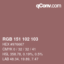 Color code: RGB 151 102 103 | qconv.com