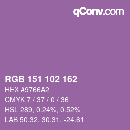 Color code: RGB 151 102 162 | qconv.com