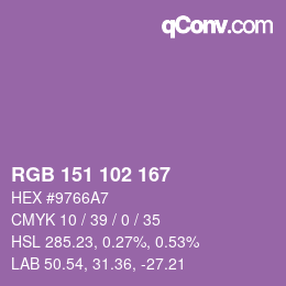 Color code: RGB 151 102 167 | qconv.com