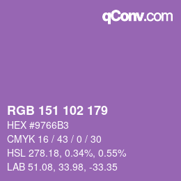 Color code: RGB 151 102 179 | qconv.com