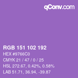 Color code: RGB 151 102 192 | qconv.com