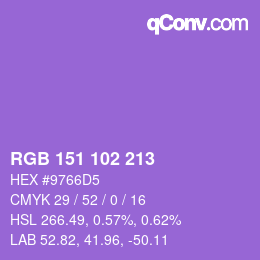 Color code: RGB 151 102 213 | qconv.com