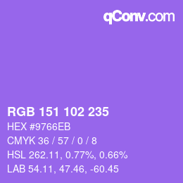 Color code: RGB 151 102 235 | qconv.com