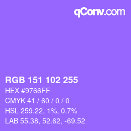 Color code: RGB 151 102 255 | qconv.com