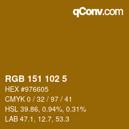 Color code: RGB 151 102 5 | qconv.com