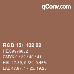 Color code: RGB 151 102 82 | qconv.com