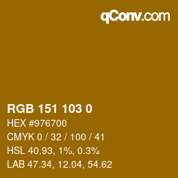 Color code: RGB 151 103 0 | qconv.com