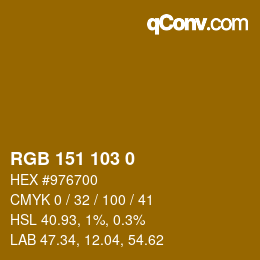 Color code: RGB 151 103 0 | qconv.com