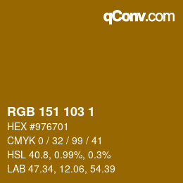 Color code: RGB 151 103 1 | qconv.com