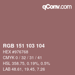 カラーコード: RGB 151 103 104 | qconv.com