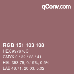 Color code: RGB 151 103 108 | qconv.com