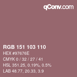 Color code: RGB 151 103 110 | qconv.com