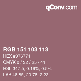 カラーコード: RGB 151 103 113 | qconv.com