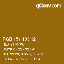 Farbcode: RGB 151 103 12 | qconv.com