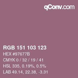 Color code: RGB 151 103 123 | qconv.com