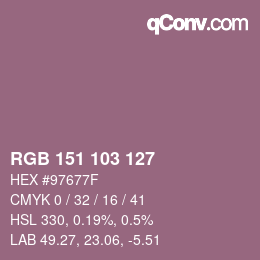 Código de color: RGB 151 103 127 | qconv.com