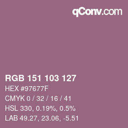 Código de color: RGB 151 103 127 | qconv.com