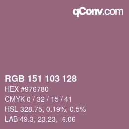 カラーコード: RGB 151 103 128 | qconv.com