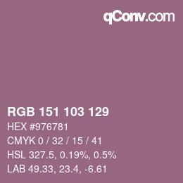Color code: RGB 151 103 129 | qconv.com