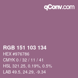 カラーコード: RGB 151 103 134 | qconv.com