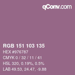 カラーコード: RGB 151 103 135 | qconv.com