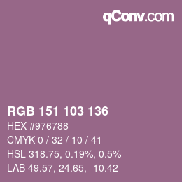 Color code: RGB 151 103 136 | qconv.com