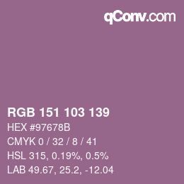 Color code: RGB 151 103 139 | qconv.com