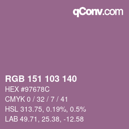 カラーコード: RGB 151 103 140 | qconv.com