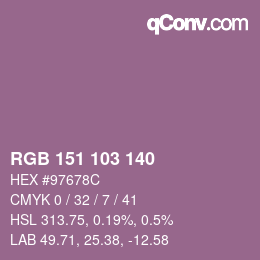 Color code: RGB 151 103 140 | qconv.com