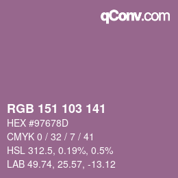 Color code: RGB 151 103 141 | qconv.com