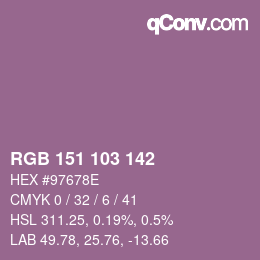 Color code: RGB 151 103 142 | qconv.com