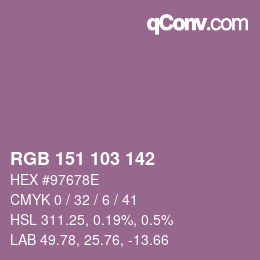 カラーコード: RGB 151 103 142 | qconv.com