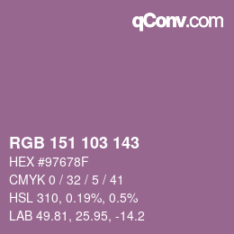 カラーコード: RGB 151 103 143 | qconv.com