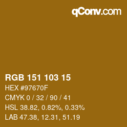 Color code: RGB 151 103 15 | qconv.com