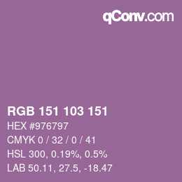 カラーコード: RGB 151 103 151 | qconv.com