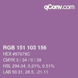 Color code: RGB 151 103 156 | qconv.com