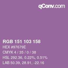 Color code: RGB 151 103 158 | qconv.com