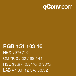 Color code: RGB 151 103 16 | qconv.com