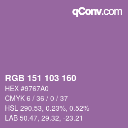 カラーコード: RGB 151 103 160 | qconv.com