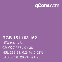 颜色代码: RGB 151 103 162 | qconv.com