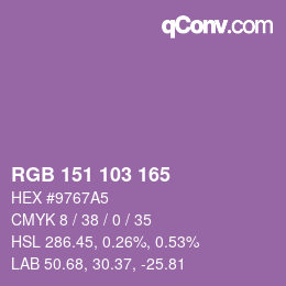 Color code: RGB 151 103 165 | qconv.com