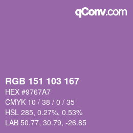 Color code: RGB 151 103 167 | qconv.com