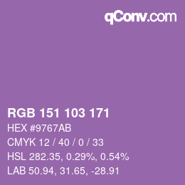 Color code: RGB 151 103 171 | qconv.com