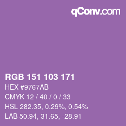 カラーコード: RGB 151 103 171 | qconv.com