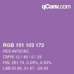 Color code: RGB 151 103 172 | qconv.com
