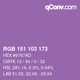Color code: RGB 151 103 173 | qconv.com
