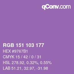 Color code: RGB 151 103 177 | qconv.com