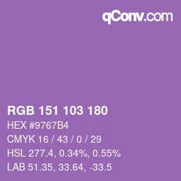 Color code: RGB 151 103 180 | qconv.com