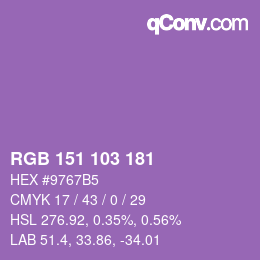 Color code: RGB 151 103 181 | qconv.com
